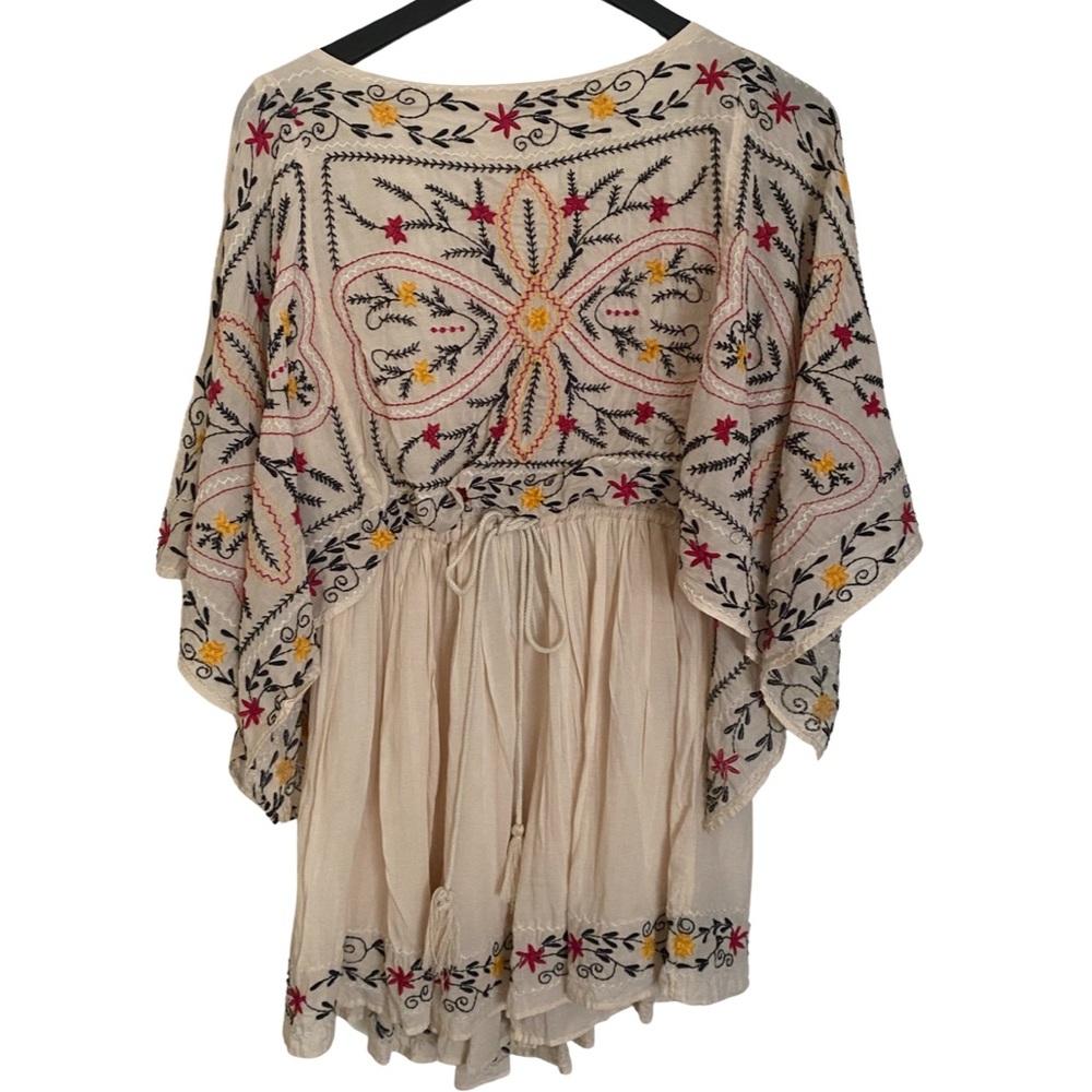 Free People, Embroidered, Cut Out, Kimono Sleeve, Drawstring Dress